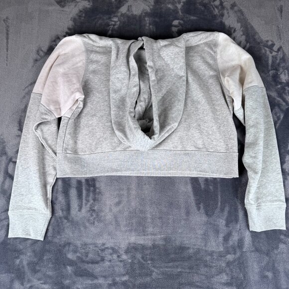Nike Women’s DNA Stacked Swoosh Cropped Hoodie Gray White Size Small Comfort - Picture 8 of 9